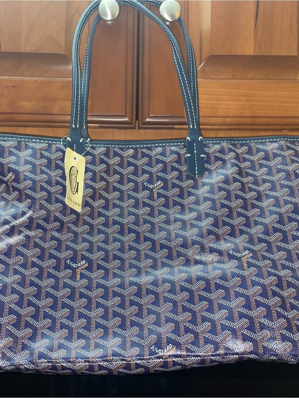 Mael XO Blue Patterned Tote with Matching Trim